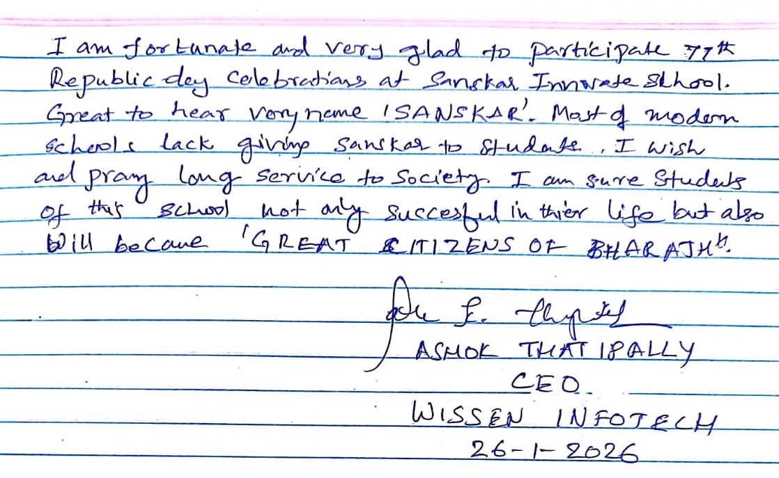 Visitor note by Ashok Thatipally