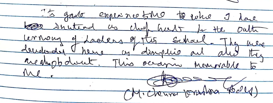 Visitor note by Prof. Chenna Krishna Reddy