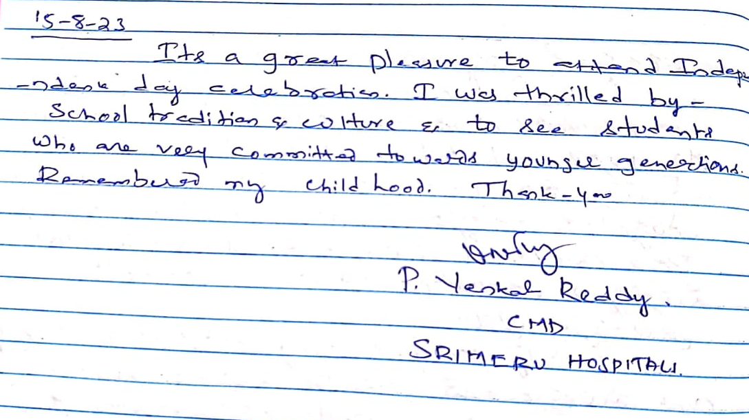 Visitor note by P. Venkat Reddy