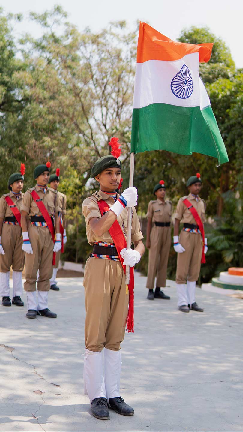 NCC cadets in parade formation